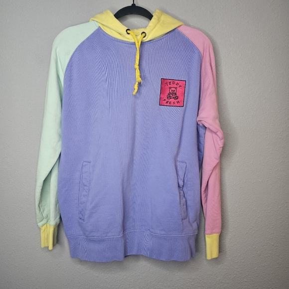 Teddy Fresh 100% Cotton Color Block Unisex Hoodie Size S Small‎ Heavy Duty - Picture 1 of 14